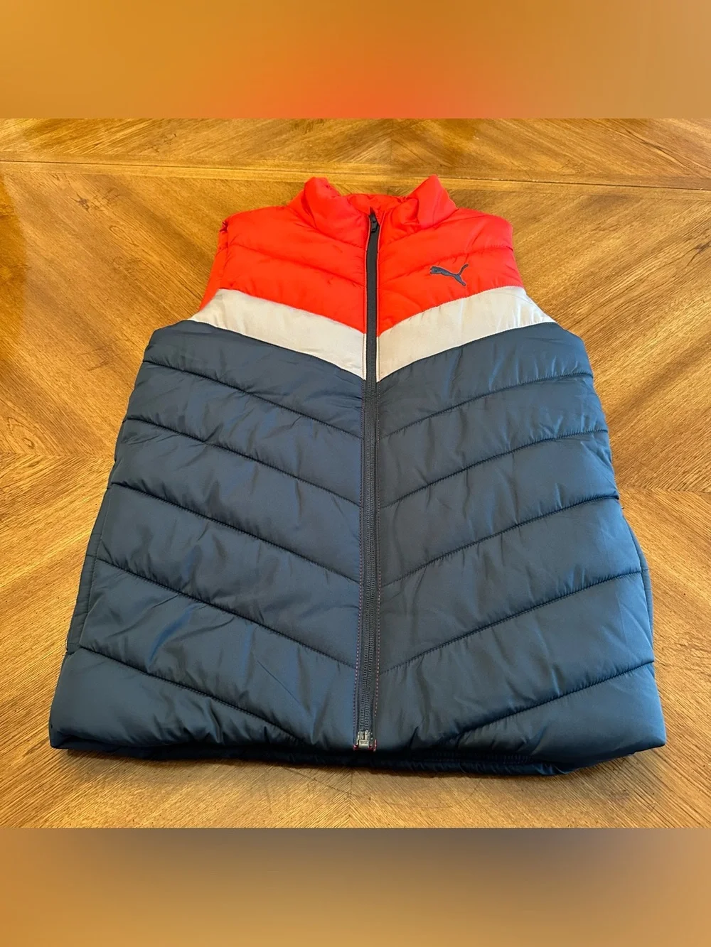 Puma Colorblock Puffer Vest, Size 10/12 or Medium Youth, Pockets, Casual Outdoor